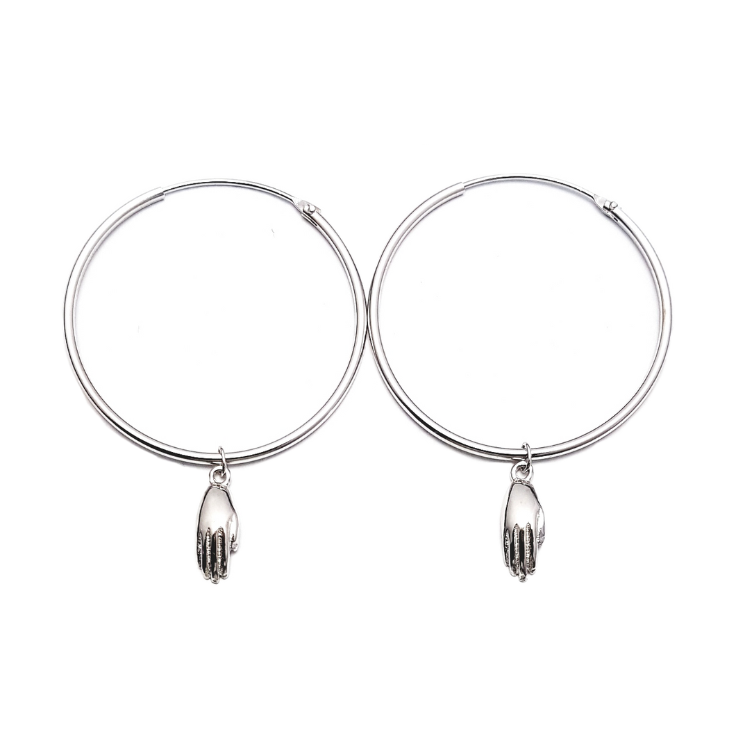 Antwerp Hand Hoop Earrings - White Gold Plated - Small Hands