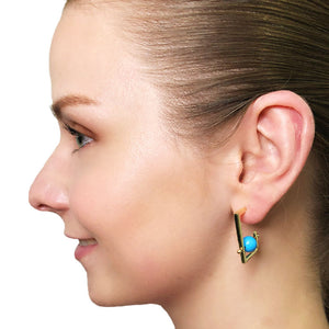 Stonetown Square Earrings -  Blue Turquoise