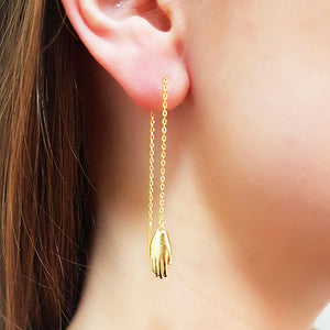 Antwerp Hand Chain Earrings - Gold Plated - Big Hands