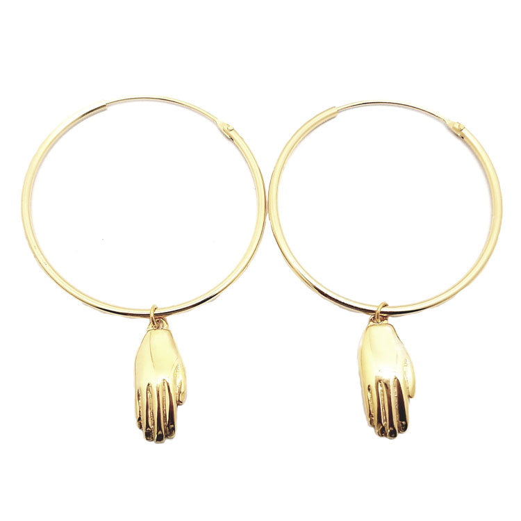 Antwerp Hand Hoop Earrings - Gold Plated - Big Hands