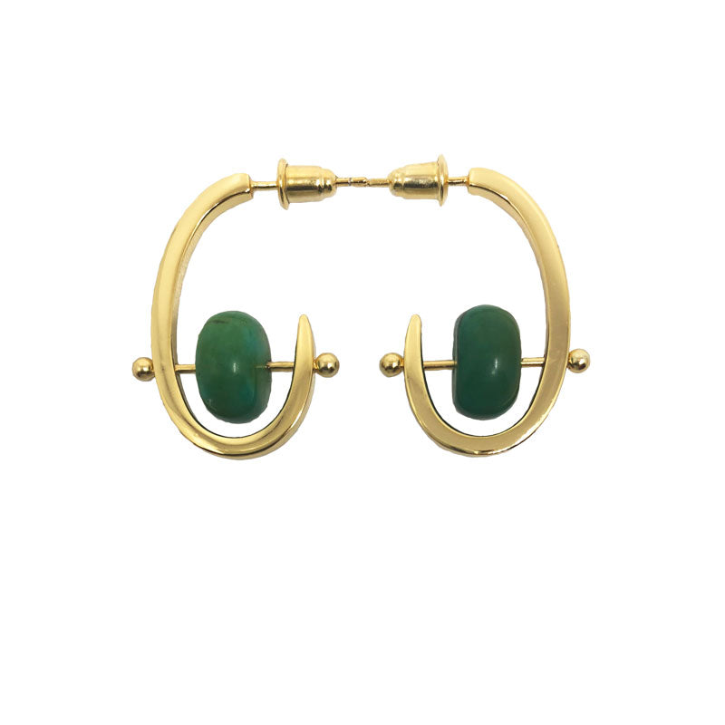 Stonetown Oval Earrings -  Green Turquoise