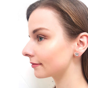 Poppy Studs Earrings - White Gold Plated