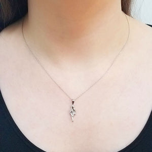 Fingers Crossed Necklace - White Gold Plated