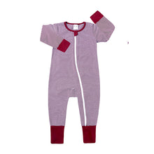 Zip Bodysuit - Burgundy & White Stripes