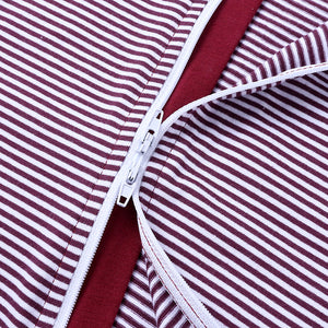 Zip Bodysuit - Burgundy & White Stripes