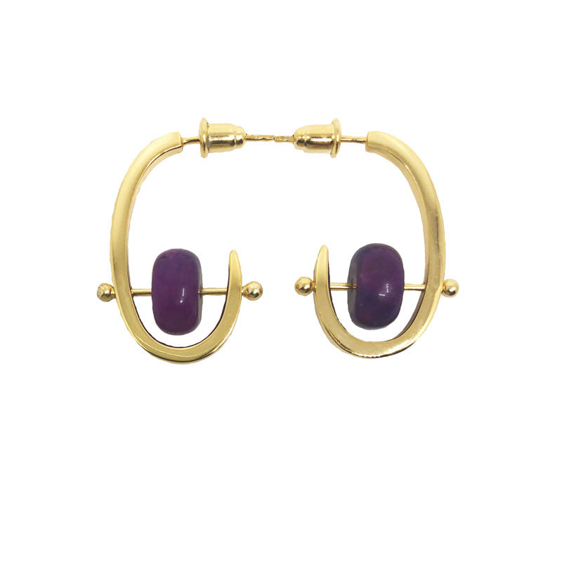Stonetown Oval Earrings -  Purple Turquoise