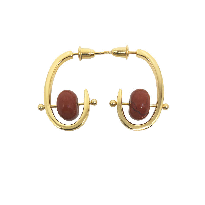 Stonetown Oval Earrings - Red Agate