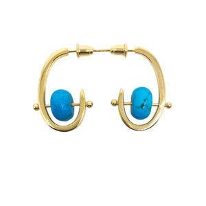 Stonetown Oval Earrings -  Blue Turquoise