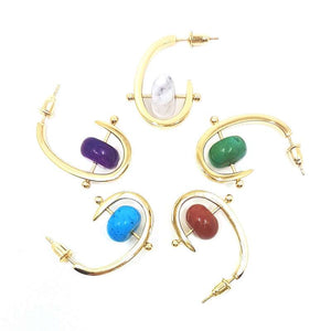 Stonetown Oval Earrings -  Purple Turquoise