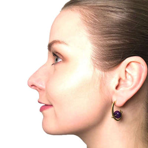 Stonetown Oval Earrings -  Purple Turquoise