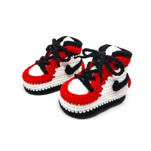 Crochet Baby Sneakers - AJ Red