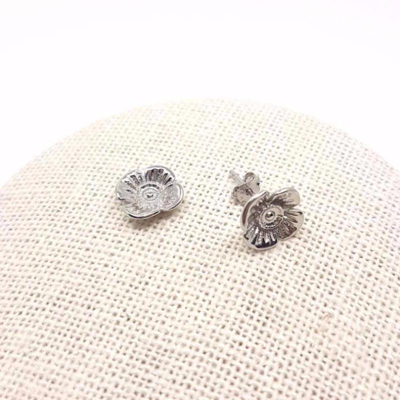 Poppy Studs Earrings - White Gold Plated