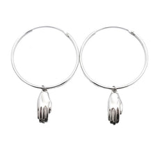 Antwerp Hand Hoop Earrings - White Gold Plated - Big Hands