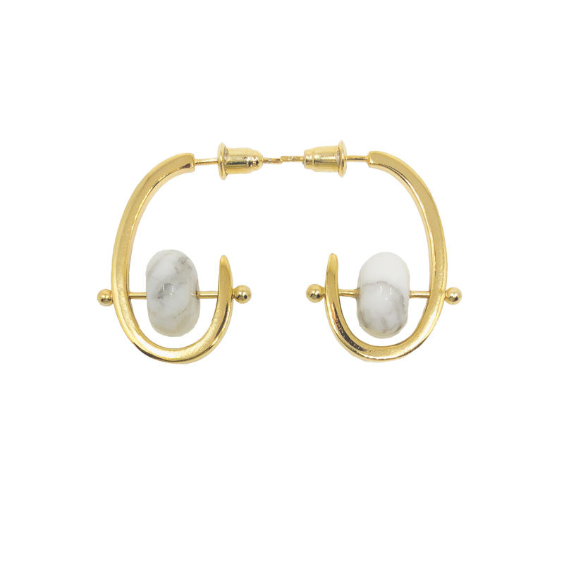 Stonetown Oval Earrings -  Marble