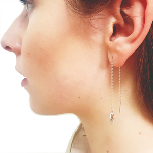 Antwerp Hand Chain Earrings - White Gold Plated - Small Hands