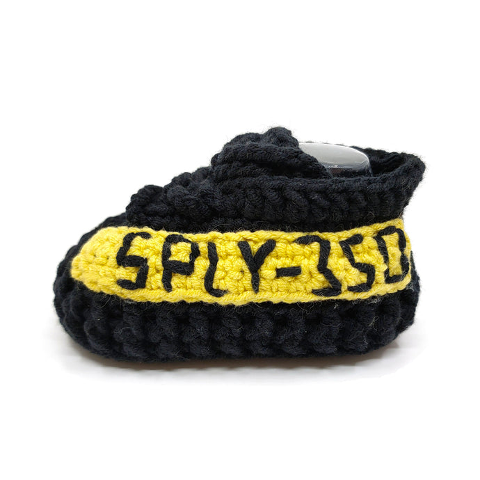Crochet Baby Sneakers - Black & Yellow