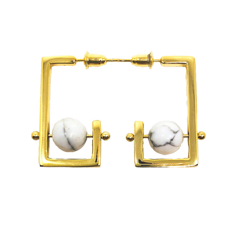 Stonetown Square Earrings -  Marble