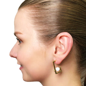 Stonetown Square Earrings -  Marble