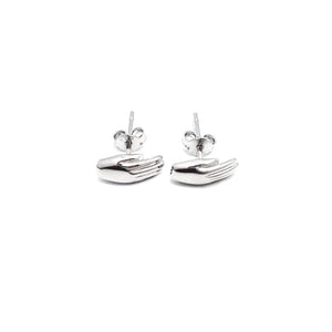 Antwerp Hand Studs Earrings - White Gold Plated - Small Hands